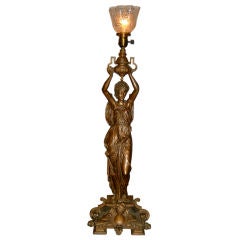 Antique Maiden Newel Post Lamp by 'McKenney' of Boston