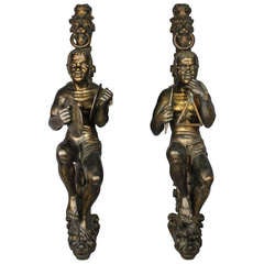 Pair of Finely Carved Blackamoor Figures