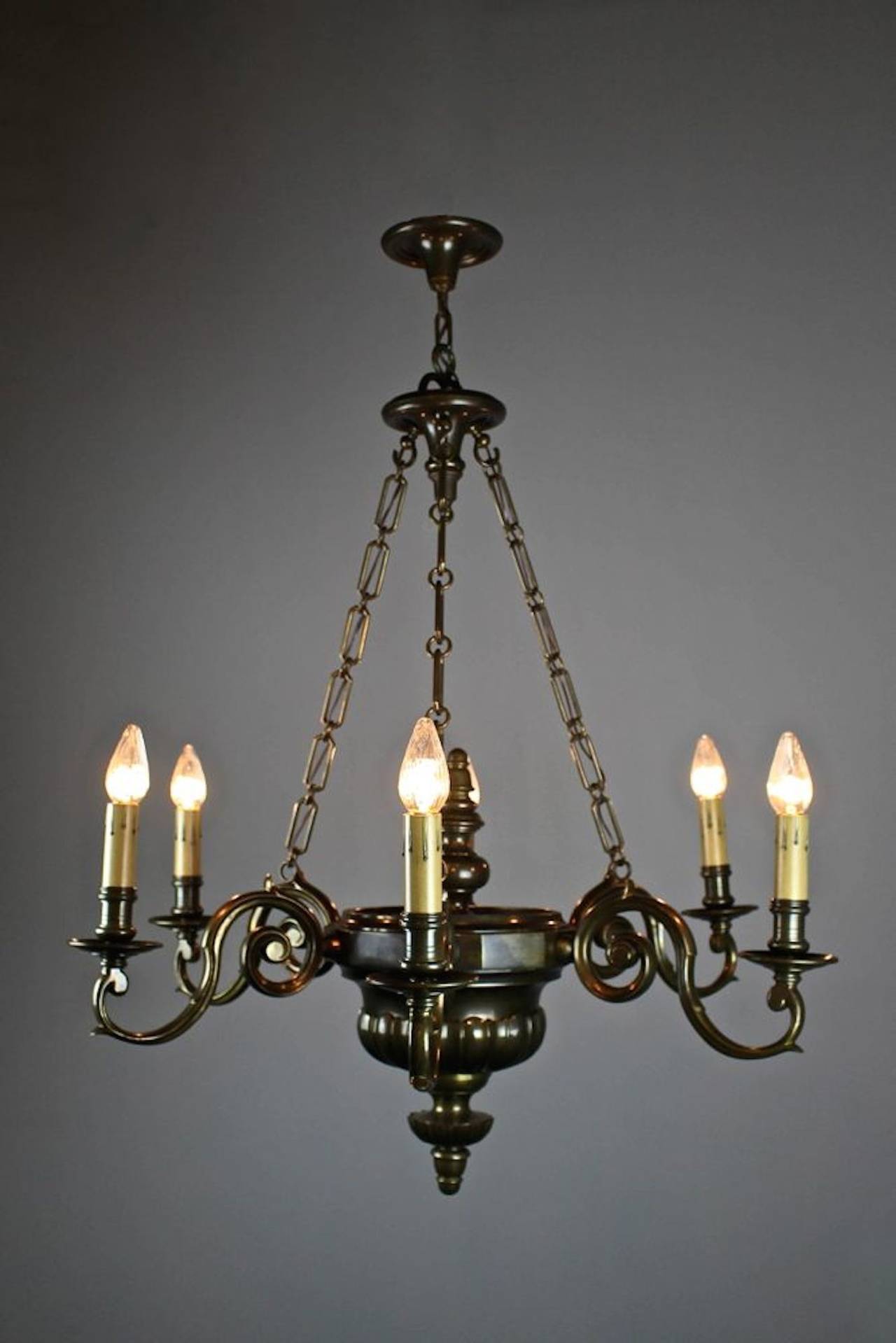 Edwardian Large Sheffield Style Lighting Fixture with Candle Arms (6-light) For Sale