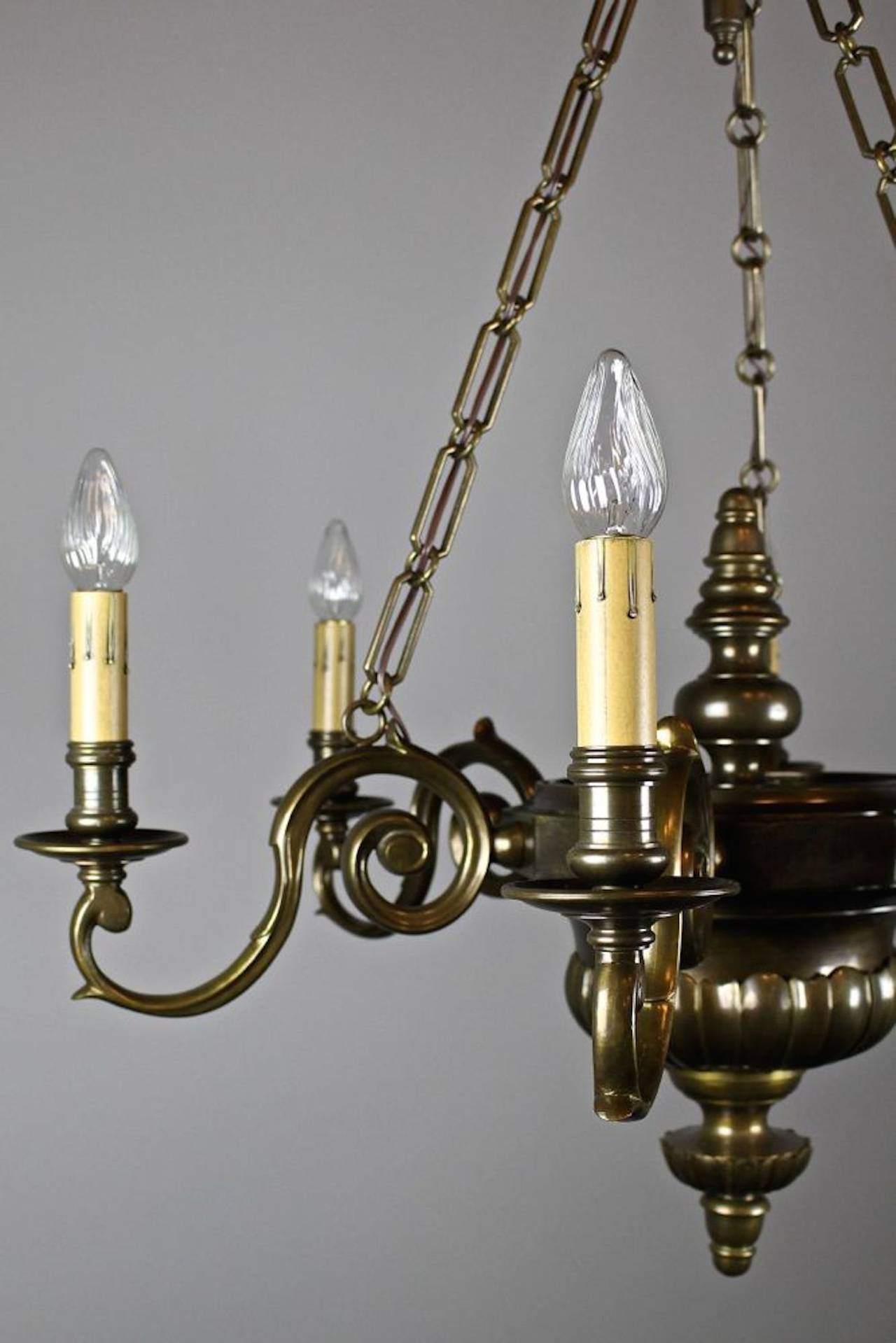 Early 20th Century Large Sheffield Style Lighting Fixture with Candle Arms (6-light) For Sale