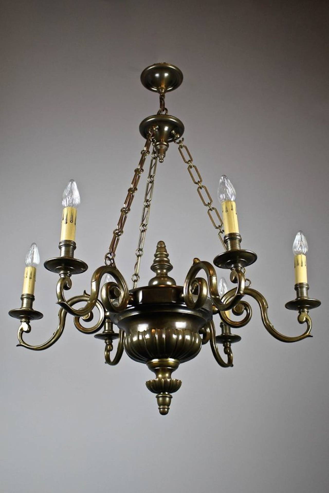 American Large Sheffield Style Lighting Fixture with Candle Arms (6-light) For Sale