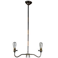 Antique Industrial Converted Gas-Electric Double Pendant