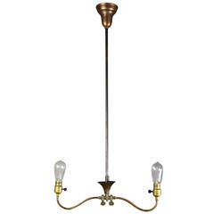 Antique Industrial Converted Gas-Electric Double Pendant