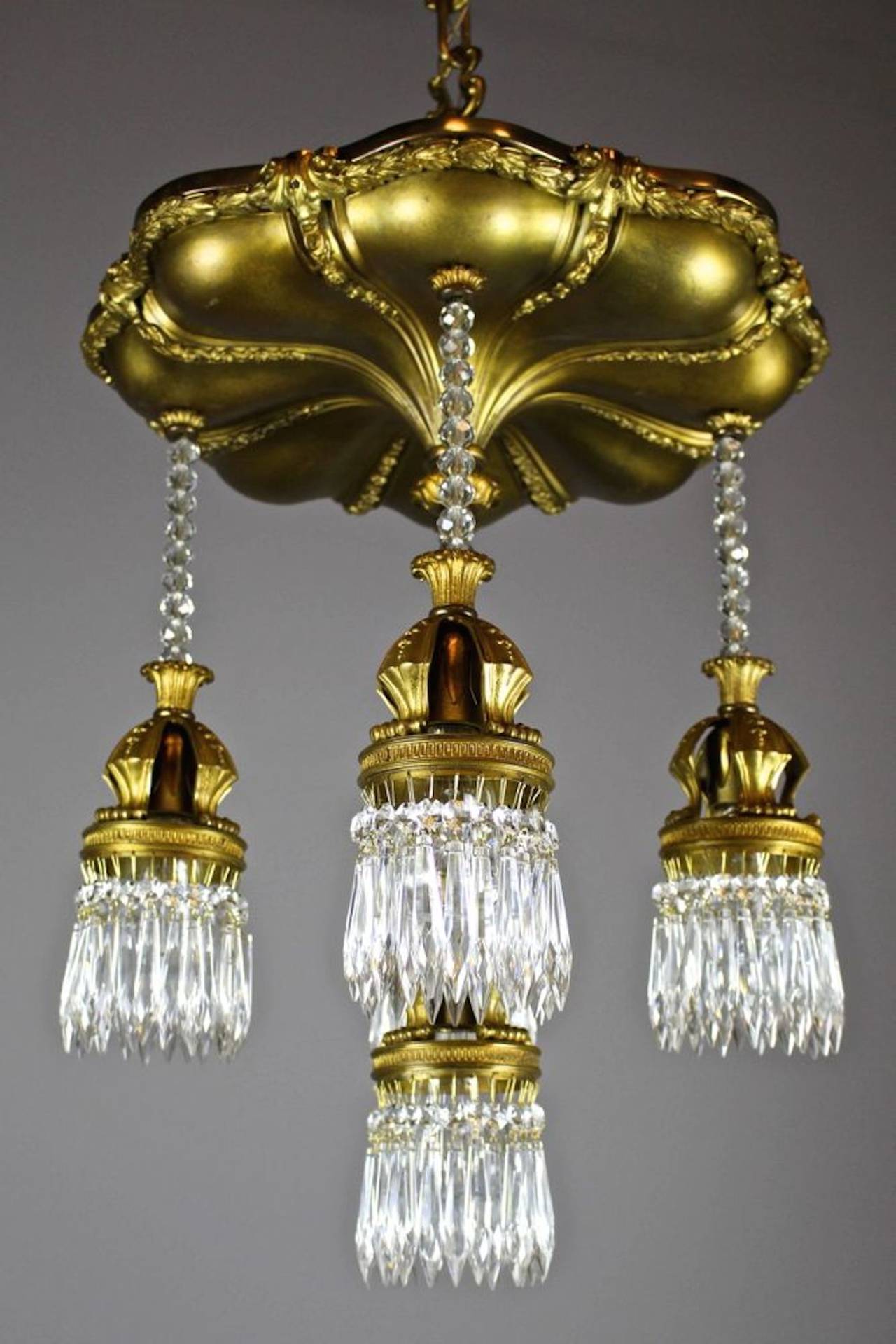 Edwardian Beaux-Arts Cut Crystal Chandelier In Excellent Condition In Vancouver, BC
