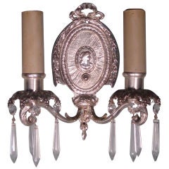 Silver Plate and Crystal Wall Sconces