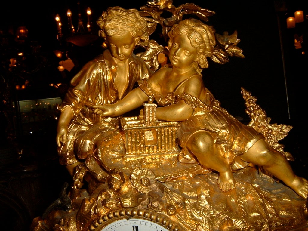 Figural Gilt Bronze Mantel Clock