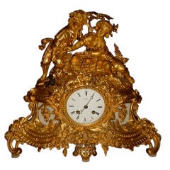 Antique Figural Gilt Bronze Mantel Clock