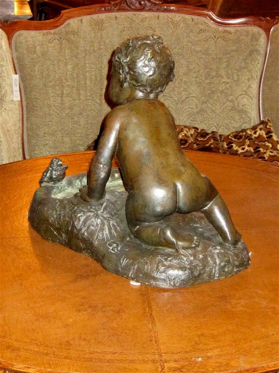 American 'Infant at the Birdbath' Bronze Sculpture by Brenda Putnam For Sale