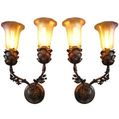 Edwardian Rose Motif Wall Sconces