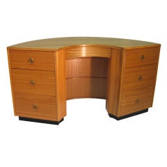 Gilbert Rohde Art Deco Semi-Circular Mahogany Desk/ Bookcase
