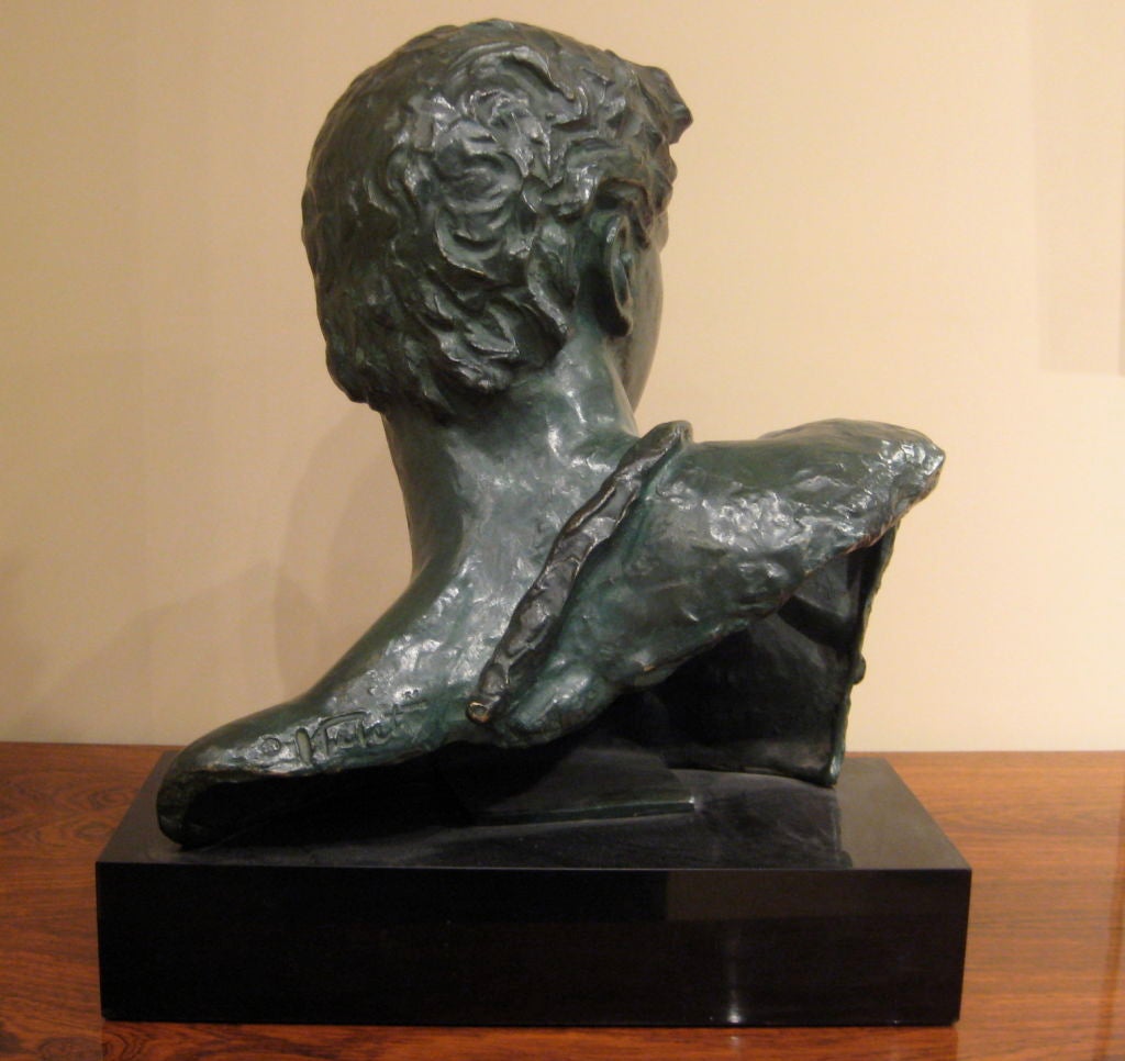 French Bronze male bust by Alexandre Kelety For Sale