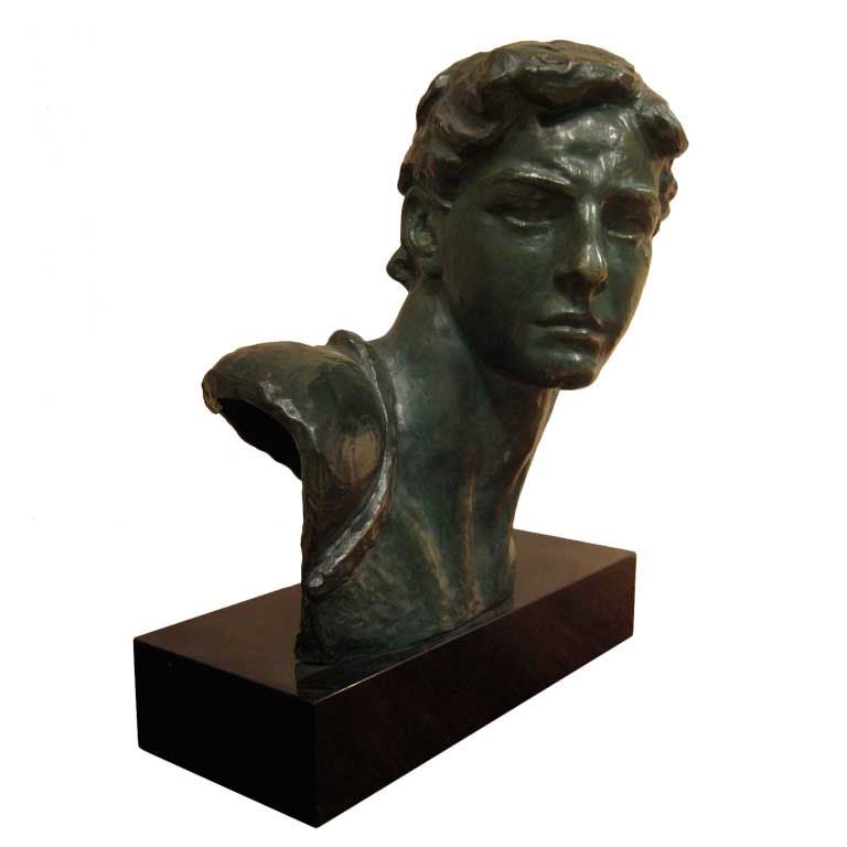 Bronze male bust by Alexandre Kelety For Sale