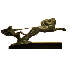 Vintage Mythical bronze sculpture by Alberto. Bazzony