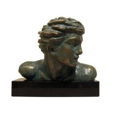 Young male bronze bust by Alexandre Kelety