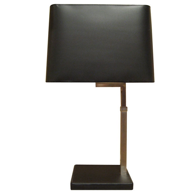 Table Lamp with Leather Base For Sale