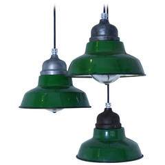 Vintage 1930 set of 3 industrial Crouse-hinds lights