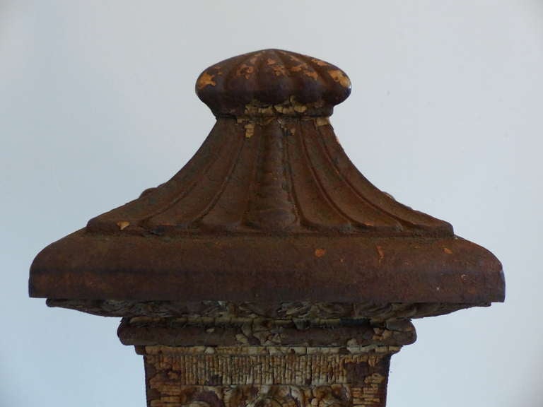 Pair of Cast Iron Newel Posts In Distressed Condition In Surrey, BC