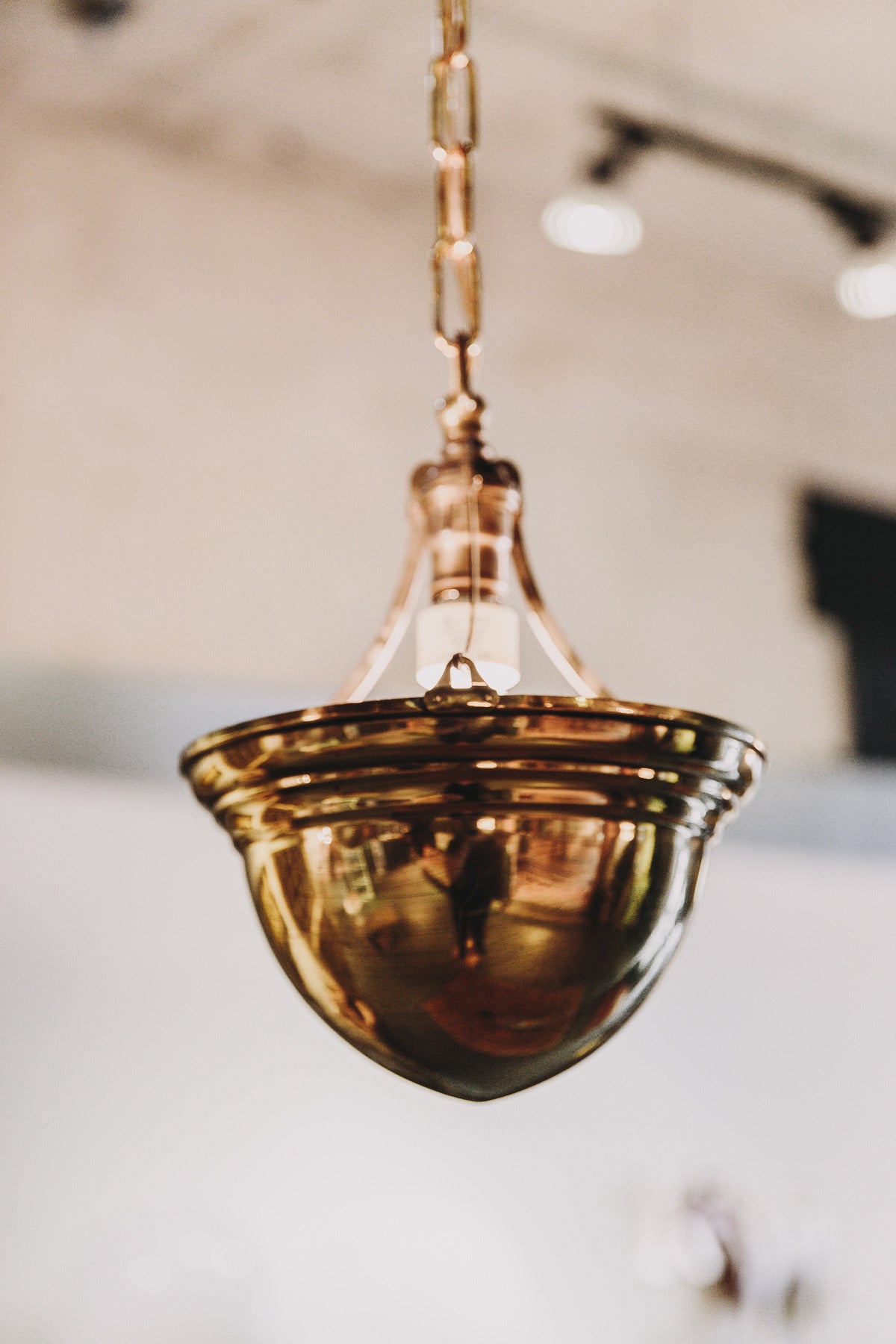 Cast 1920 Brass Cone-Shaped Pendant Lights For Sale