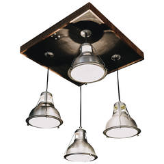 Set of 10 Shaded Halophane Industrial Lights
