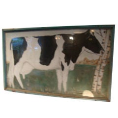 Oil on wood painting of cow