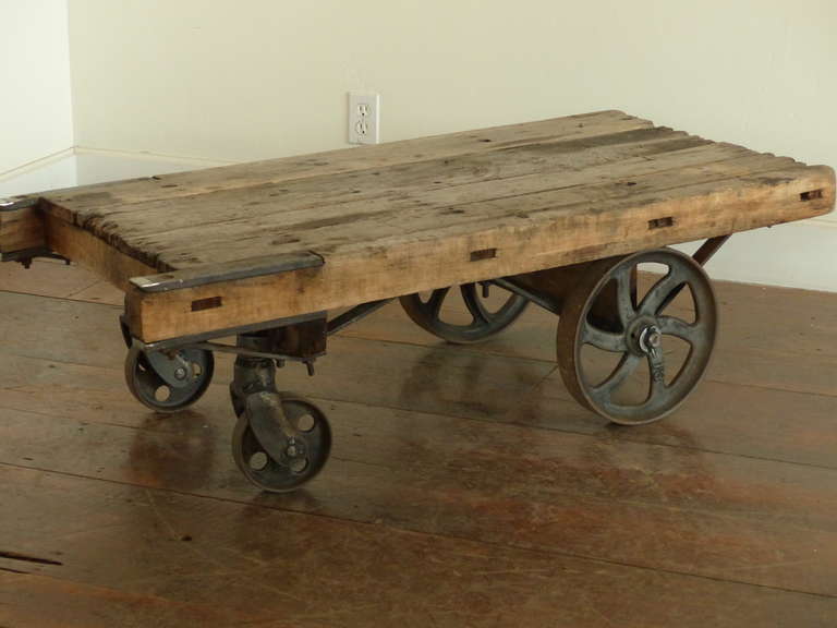 Wood Industrial Cart/Coffee Table