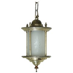1920 Silver Gilded Frosted Glass Pendant Light