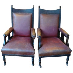 Antique Set of Two Mahogany Arm Chairs