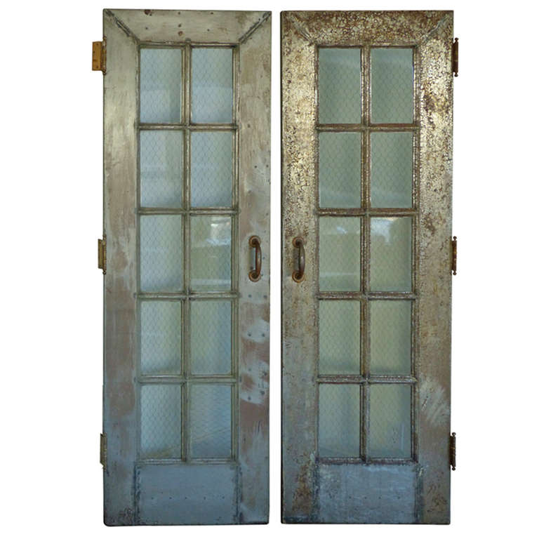 Steel French Doors/Wire Mesh Glass at 1stDibs wire mesh glass door