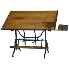 Antique Drafting Desk with Side Drawer