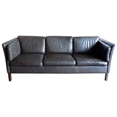 Retro Leather Mid-Century Modern Sofa