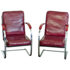 Pair Of Lounge Chairs  Chrome