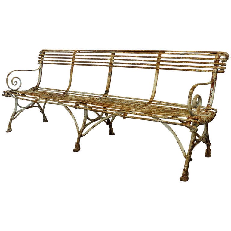 Forged Arras Labelled Garden Bench at 1stDibs