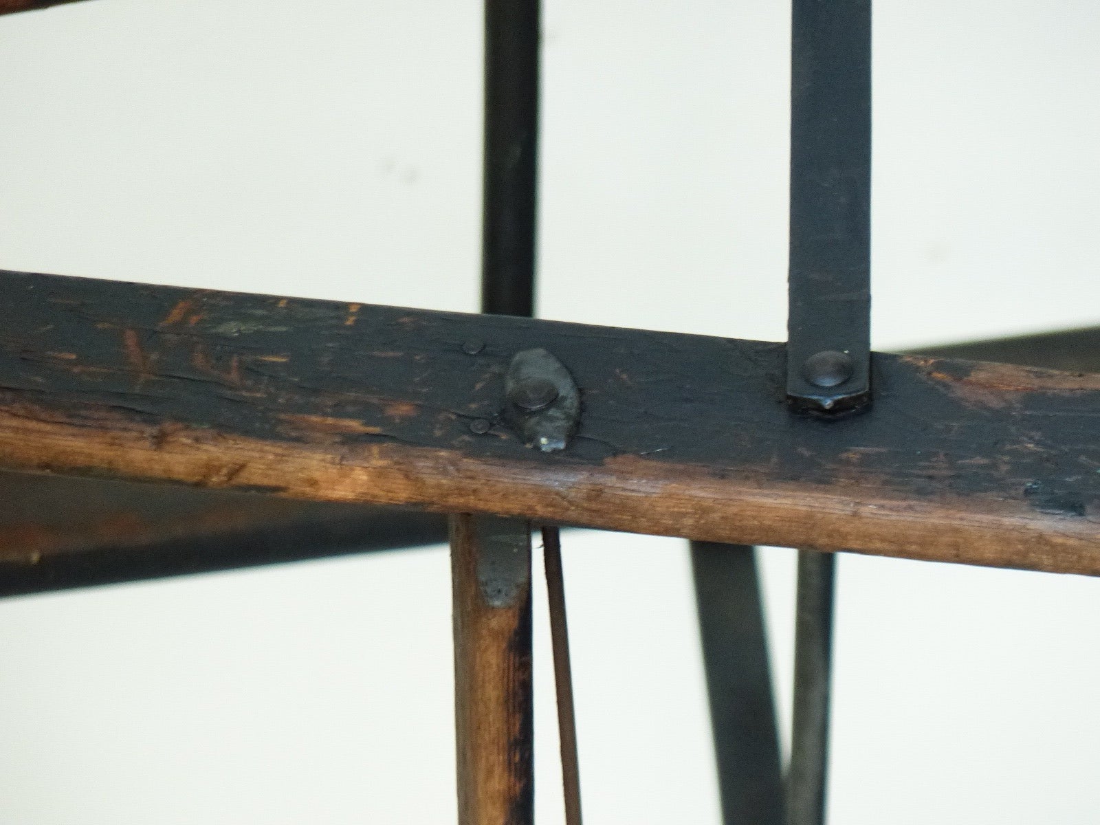 Late 19th century store ladder. Great patina in untouched condition with nice details