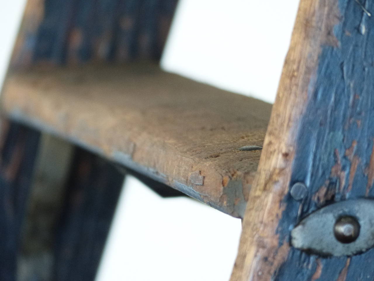 Wooden folding General Store Ladder In Distressed Condition In Surrey, BC