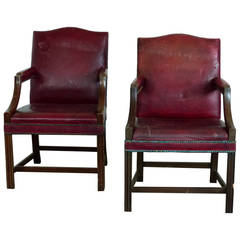 Used Pair of Leather Lounge Chairs or Bankers Chairs