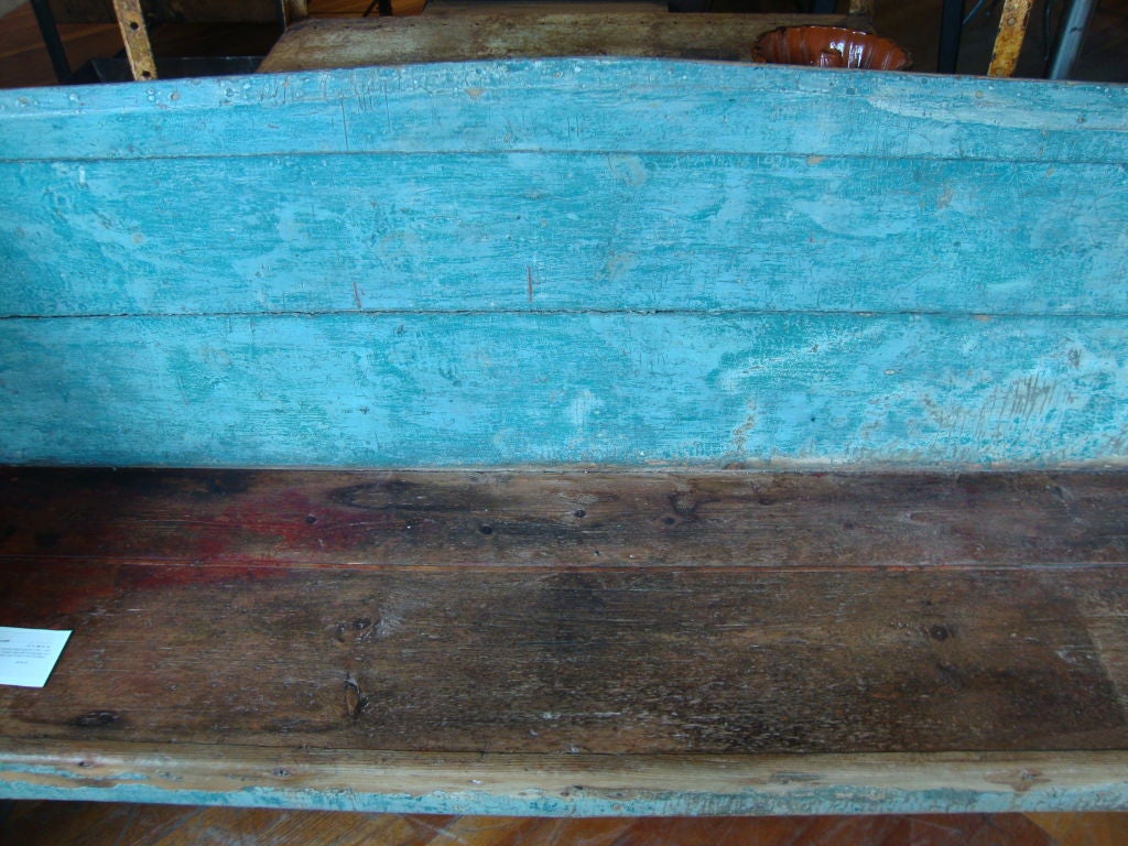 Canadian Pine settle bench in old blue paint