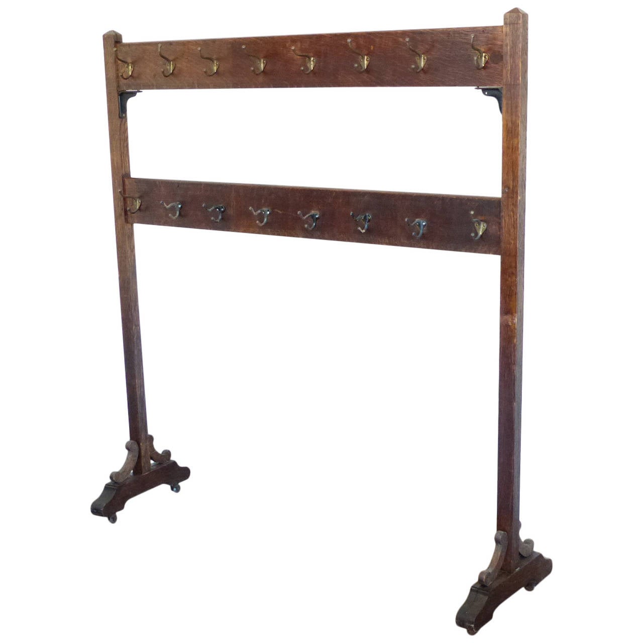 Oak Rolling Hotel Coat Rack at 1stdibs