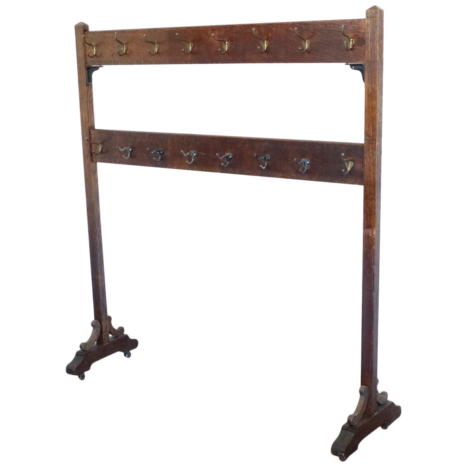 Oak Rolling Hotel Coat Rack