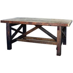 Antique 1910 Industrial wooden work table