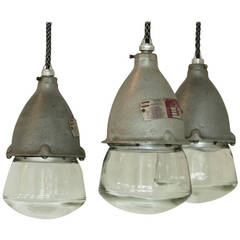 Vintage Industrial Glass Pendants