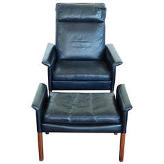 Danish Mid-Century Modern Chair and Ottoman