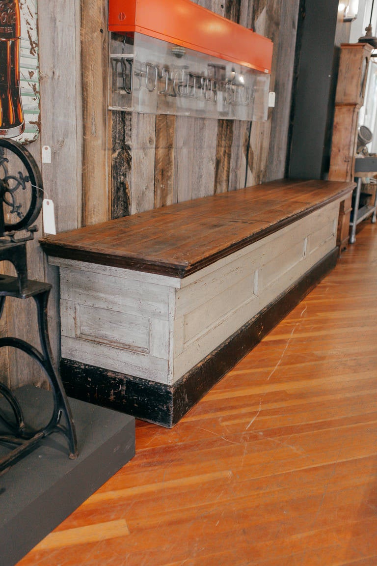Country 19th Century 12 ft Pine original Mercantile Store Counter 