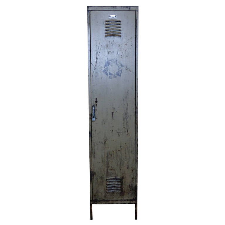 Metal free standing single locker at 1stdibs