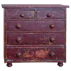 19thc small chest of drawers in original finish
