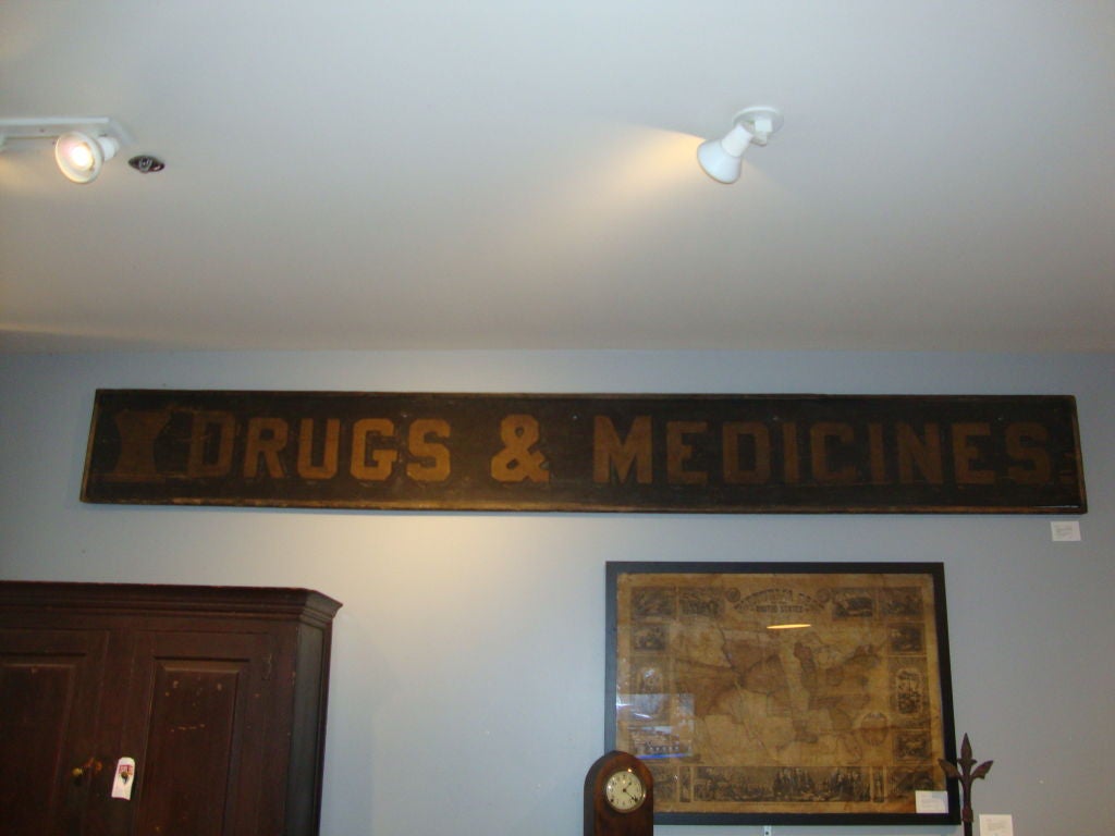 Wonderful wooden  medical sign in original solid wood frame and paint. Found in the state of Maine in the early 1970's.  Recently acquired from a private collection in Montreal.