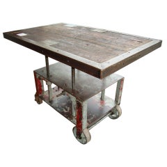 Antique Industrial Steel Lift Table