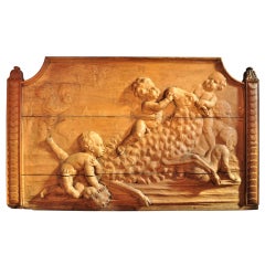 French wood panel with putti
