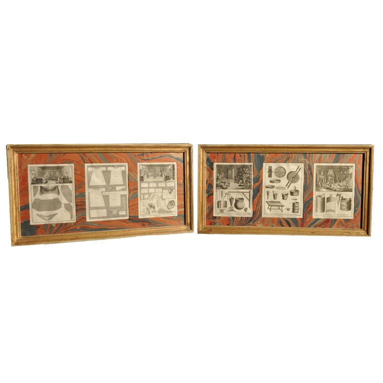 6 Set of 3 framed engravings of Diderot D'Alembert For Sale