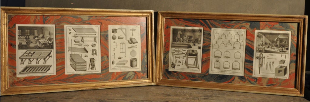 6 Set of 3 framed engravings of Diderot D'Alembert In Excellent Condition For Sale In Villenouvelle, FR