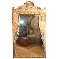 Carved and painted French mirror